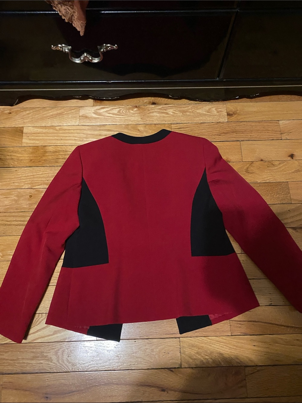 Women's Red and Black Colorblock Tailored Jacket